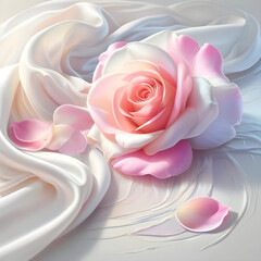 
Close-up of beautifully arranged pink roses and rose petals on a white background. Captures the essence of nature, love and romance. Suitable for expressing feelings related to beauty, spring.