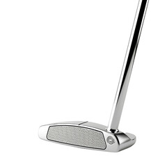 Close-up of a Golf Putter with Silver Head and Steel Shaft, Equipment for Precision Putting Concept.