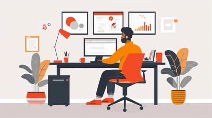 Person Working at Desk With Computer