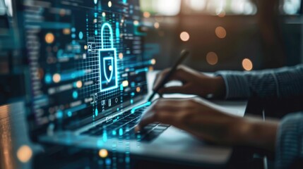 Fototapeta premium Secure Online Transactions on an Encrypted Website Interface with Digital Security and Identity Verification