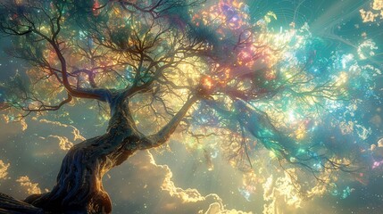 Fototapeta na wymiar pastel fantasy tree whimsical dreamlike ethereal enchanting magical vibrant colorful surreal enchanted mystical imaginative fairytale otherworldly surreal whimsical dreamy fantastical vibrant pastel