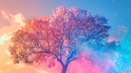Obraz na płótnie Canvas pastel fantasy tree whimsical dreamlike ethereal enchanting magical vibrant colorful surreal enchanted mystical imaginative fairytale otherworldly surreal whimsical dreamy fantastical vibrant pastel