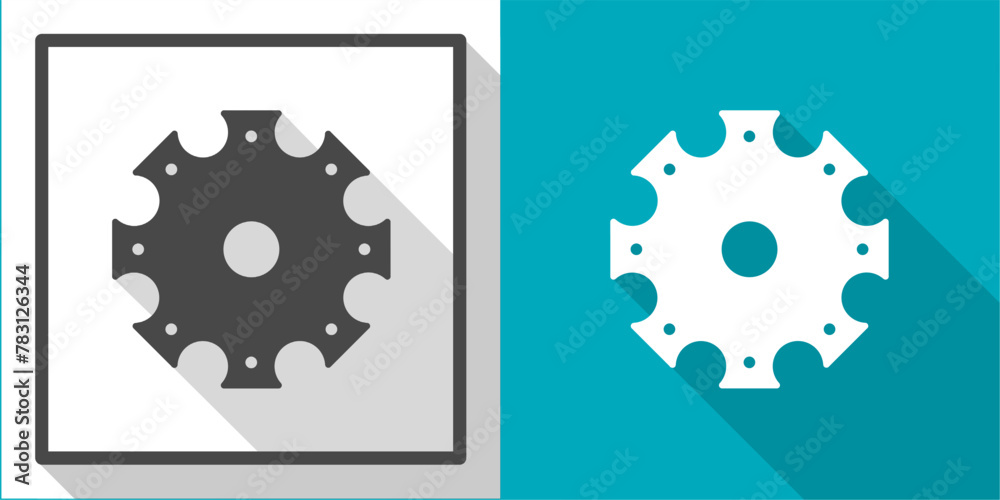 Sticker Gears vector illustration icon with shadow. Illustration for business.