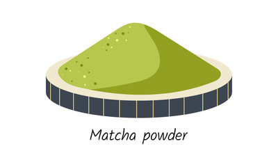 Matcha tea powder. Vector illustration.