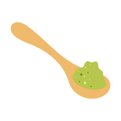 Spoon with matcha green tea powder. Vector illustration.