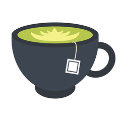 Сup of matcha tea. Vector illustration.