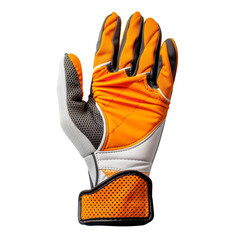 Isolated Orange and White Golf Glove, Emphasizing the Concept of Sports Gear and Golfing Equipment.