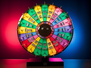 A Colorful Wheel of Fortune on a Game Show Set at Present - obrazy, fototapety, plakaty