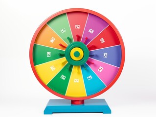 A Colorful Prize Wheel Ready to Spin at a Game Show Today - obrazy, fototapety, plakaty