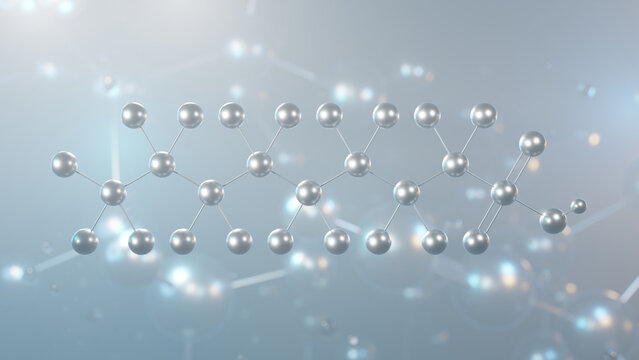 perfluorooctanesulfonic acid molecular structure, 3d model molecule, pfos, structural chemical formula view from a microscope