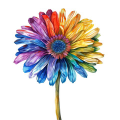 Multicolored Daisy-like Flower Illustration, Highlighting Creativity and Artistic Expression.