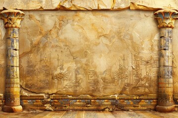 Background with Egyptian patterns, details in gold with stones, concept of culture and history.
