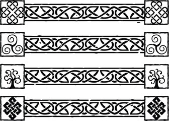 Horizontal Celtic Lace Borders with Square Ends
 - obrazy, fototapety, plakaty