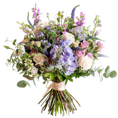 Fresh Floral Bouquet with a Variety of Pastel Colored Flowers, Concept of Natural Beauty and Celebration.