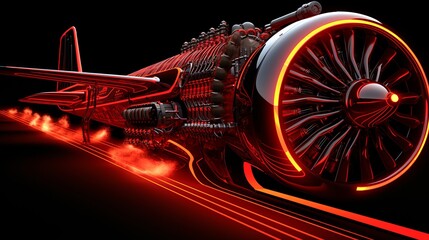 Exploring the intricate details of a super realistic portrayal of a high-speed aircraft   neon