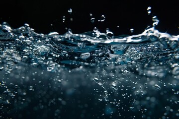 Water surface with bubbles on dark background