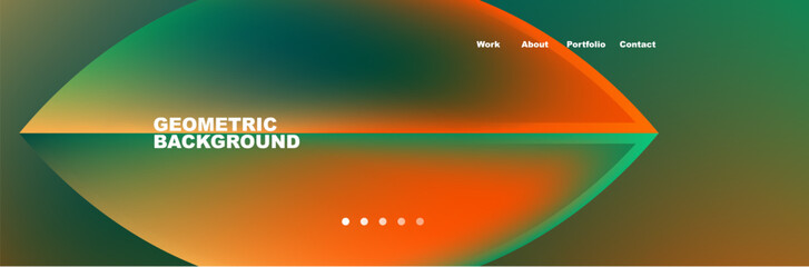 Vibrant green and orange geometric background with a central triangle