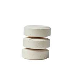 Stack of Three Chlorine Tablets, Representing Water Purification and Pool Maintenance.