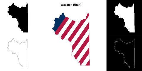 Wasatch County (Utah) outline map set