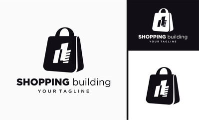 Vector building shop shopping bag logo vector suitable for shopping logo