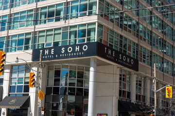 Fototapeta premium exterior building and sign of SoHo Hotel Toronto a five star hotel located at 318 Wellington Street West 