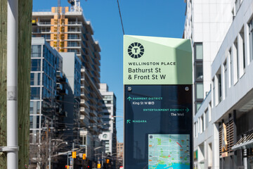 Obraz premium city of Toronto location marker for Wellington Place (located at Front Street West and Portland Street)