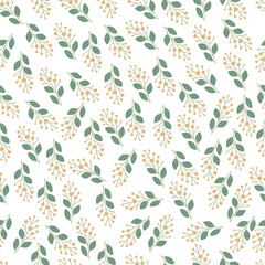 Floral seamless vector pattern. Beautiful twigs on a white background. Template for textile, wallpaper, packaging, cover, web, card, box, print, banner, ceramics