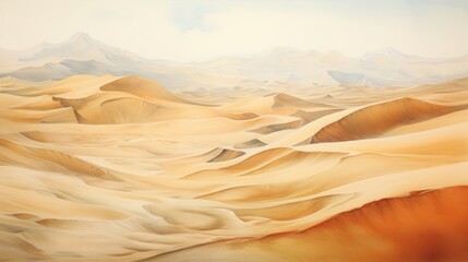 Generative AI Barren deserts with undulating sand dunes. aquarelle