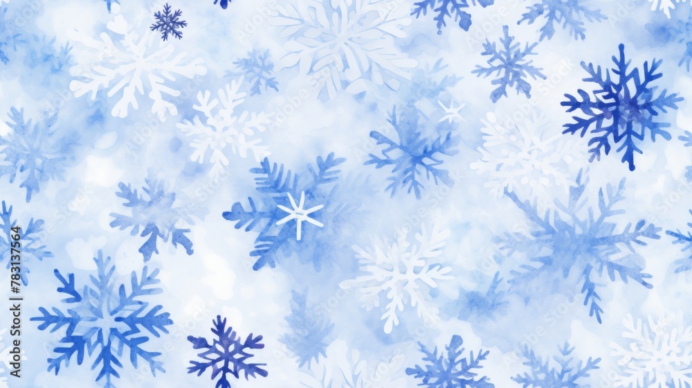 Poster Generative AI Simple aquarelle snowflakes pattern