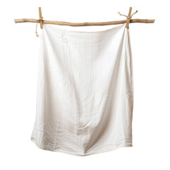 White Cloth Hanging on Wooden Stick in Minimalist Style, Conveying Cleanliness and Simplicity Concept.