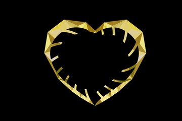 golden heart on a black background - illustration design 