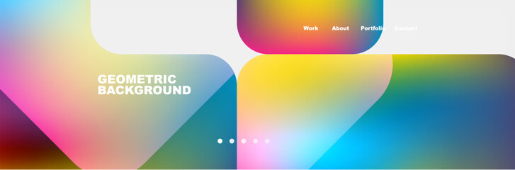 Vibrant geometric background with a rainbow of colors in circles and rectangles