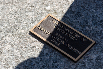 Fototapeta premium plaque at Holodomor Memorial Parkette in Toronto, Canada