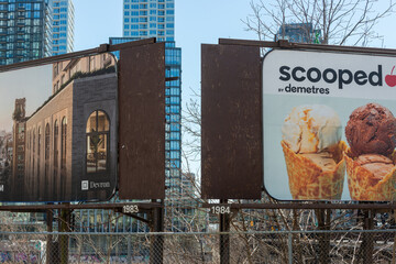 Naklejka premium two urban roadside billboards in Toronto, Canada (near Front Street West and Bathurst Street