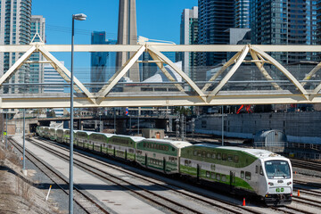 Fototapeta premium Go Transit train in Toronto, Canada