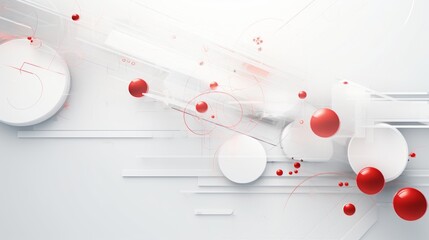 Generative AI technology background, simple white, red accents photorealistic
