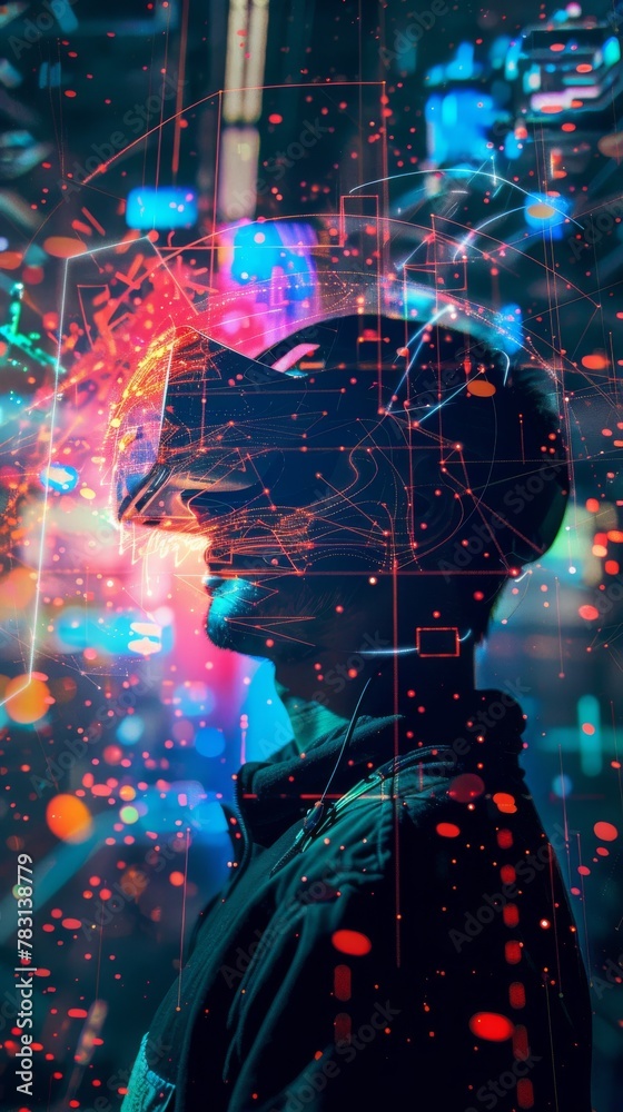 Poster A man is seen standing in front of a computer screen, focused on the digital display. He appears engaged, possibly working or researching. The setup suggests a professional or educational environment.