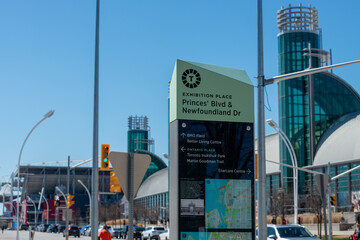 Fototapeta premium city of Toronto location marker at Exhibition Place (Princes' Boulevard and Newfoundland Drive)