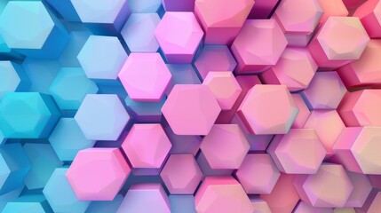 Color hexagonal background with abstract geometric shapes.