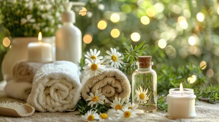 Obraz na płótnie Canvas Spa Day Essentials for a Relaxing Mom s Self Care Retreat with Soothing Natural Accents and Wellness Treatments