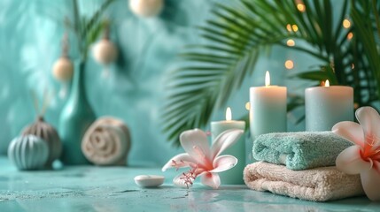 Fototapeta na wymiar Serene Spa Retreat with Relaxation Essentials for a Tranquil Self Care Day