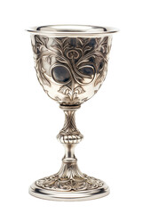 Silver Skull Chalice with Ornate Baroque Designs - Isolated on White Transparent Background, PNG
