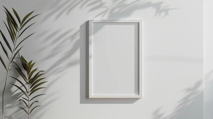 white frame on a white wall with  window light 