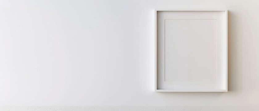 rectangular frame for pictures mockup. Free place for editing white background wall 