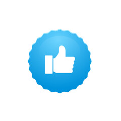 Blue like button with thumbs up. Vector illustration. 