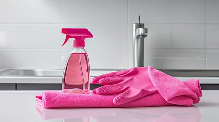 Foto op Canvas supplies pink cleaning gloves © vectorwin