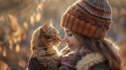 Craft a heartwarming scene of a lovely pet and its owner sharing a tender moment