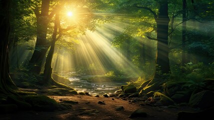 forest beams of light