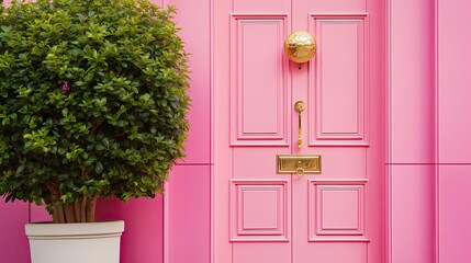 brass pink front door