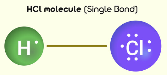 HCl molecule: Single bond has smaller density and is weaker than a double and triple bond, it is the most stable.